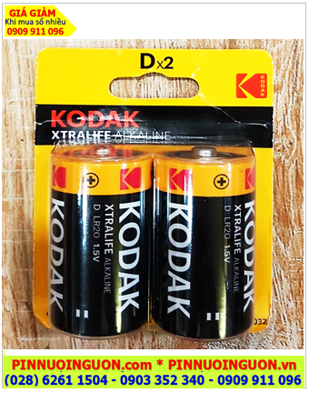 KODAK LR20, Pin đại D 1.5v alkaline KODAK LR20 /MN1300-BP2 chính hãng (Loại vỉ 2viên)